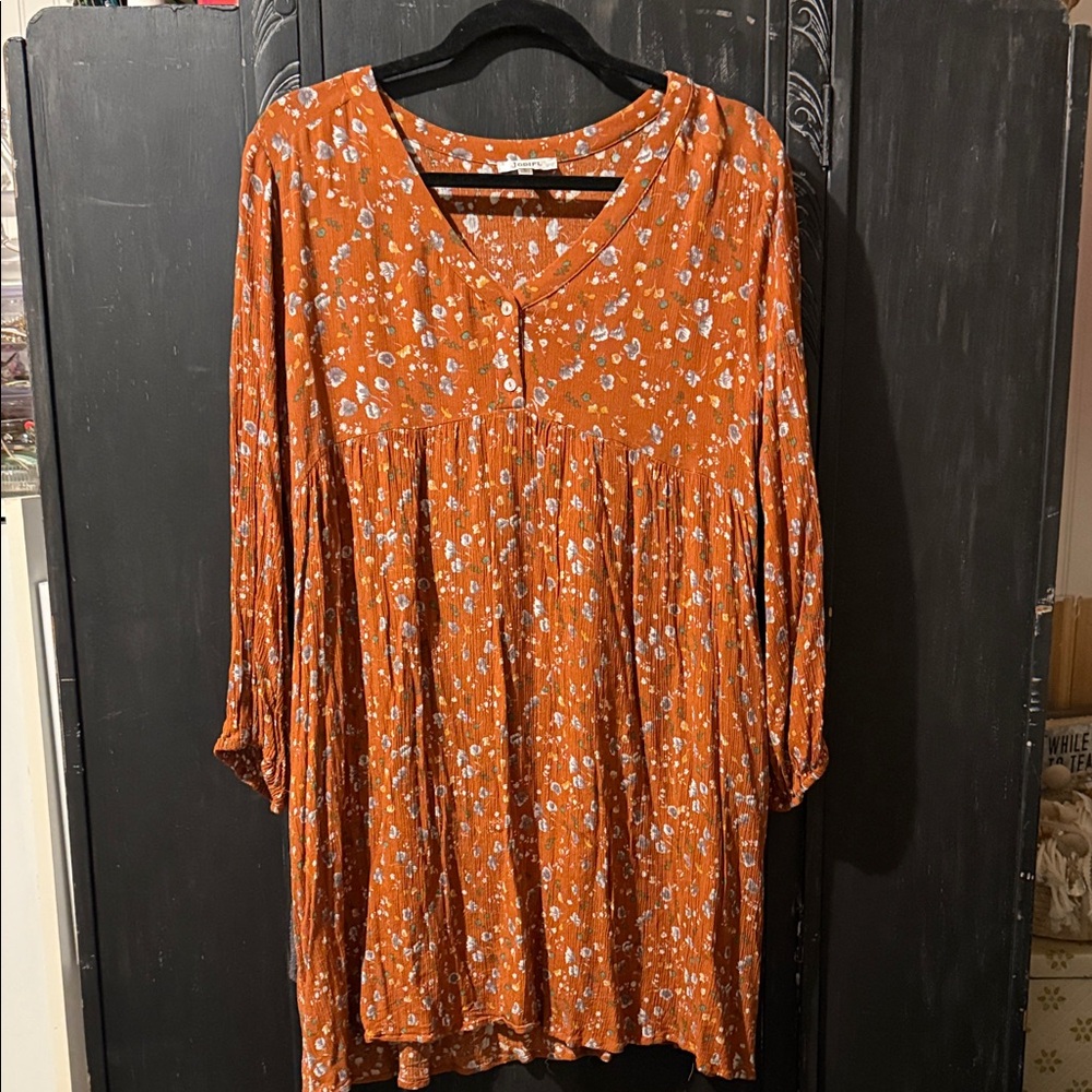JODIFL Orange Floral Tunic Dress